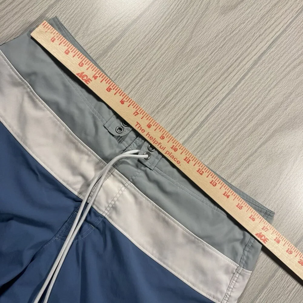 Abercrombie Fitch Swim Trunks Lined Board Shorts Y2K Men’s 32 x 6.5 Blue Gray